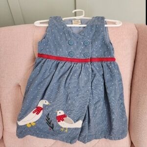 Frugi Organic 2/3 winter bird goose Christmas dress 2t 3t sustainable ethical
